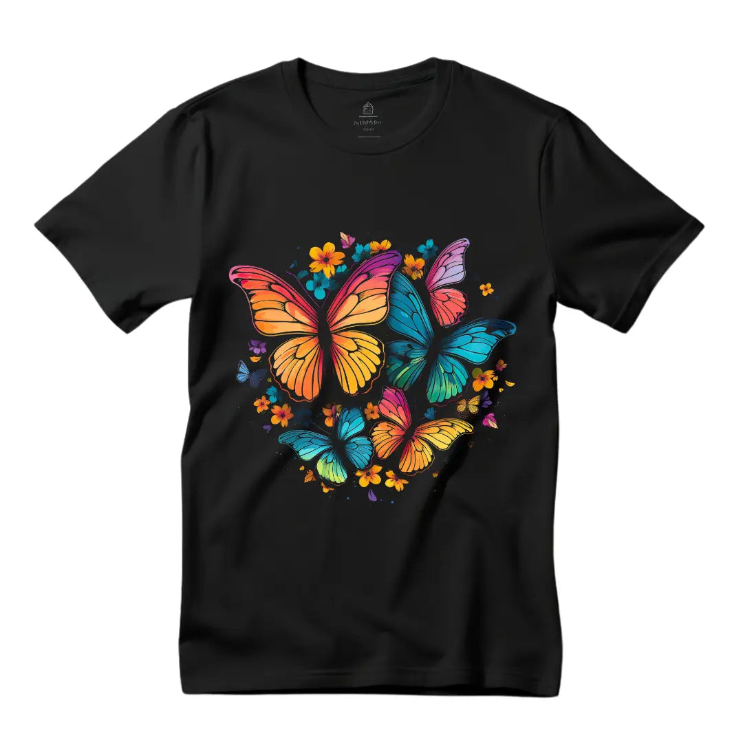 Butterfly Kaleidoscope T-Shirt: Embrace Nature's Colors in Style - Black Threadz