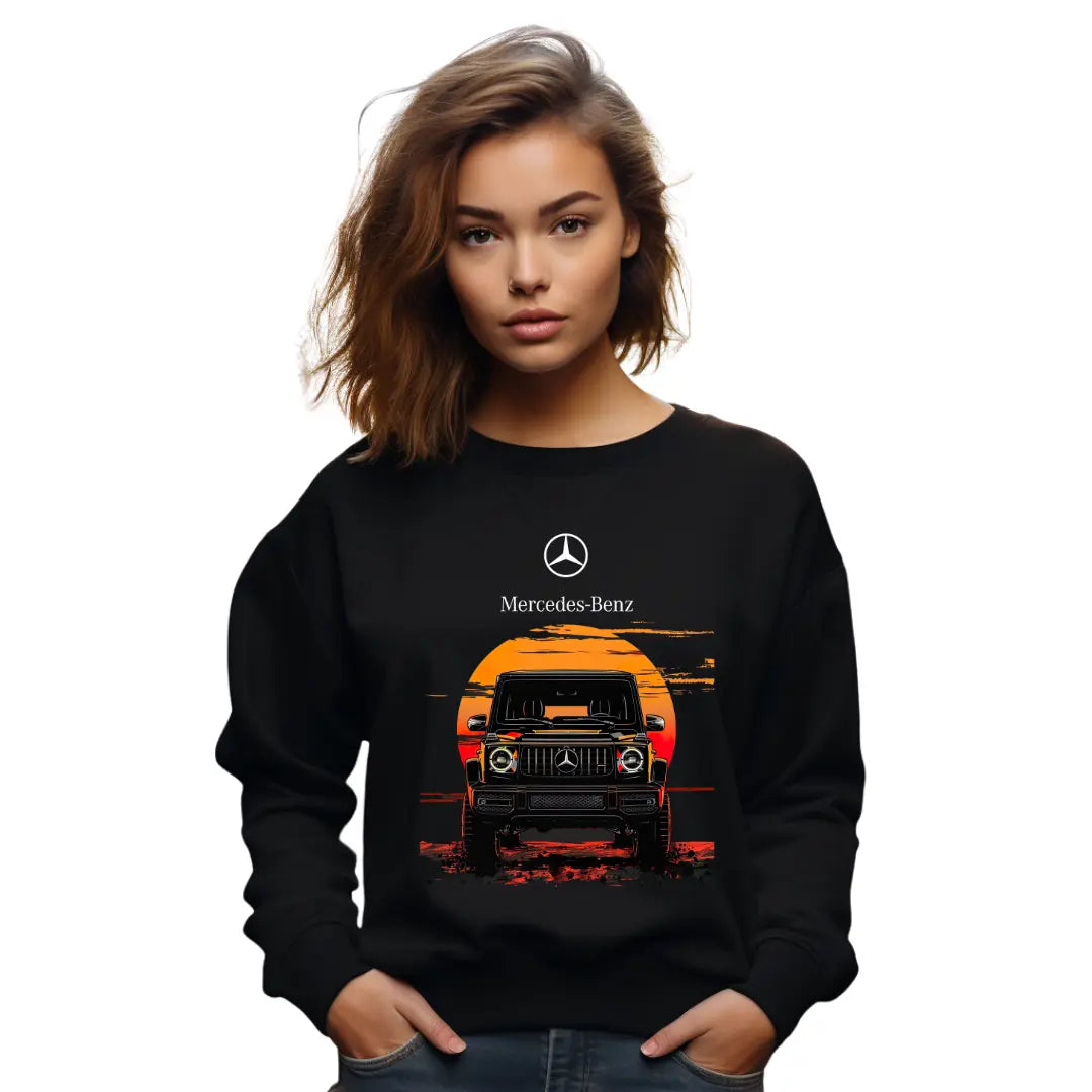 Mercedes-Benz G-Wagon Graphic Sweatshirt - Premium Black Top with Iconic Luxury SUV Design - Black Threadz