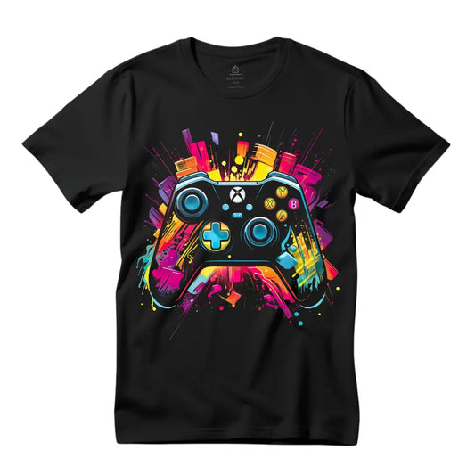 Colorful Xbox Controller T-Shirt: Level Up Your Style - Black Threadz