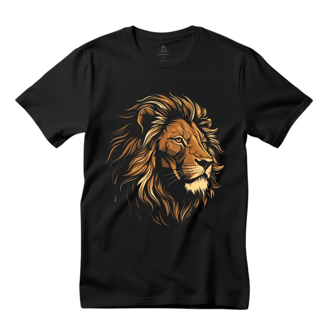 Roaring Power: Lion Graphic T-Shirt for Majestic Style - Black Threadz