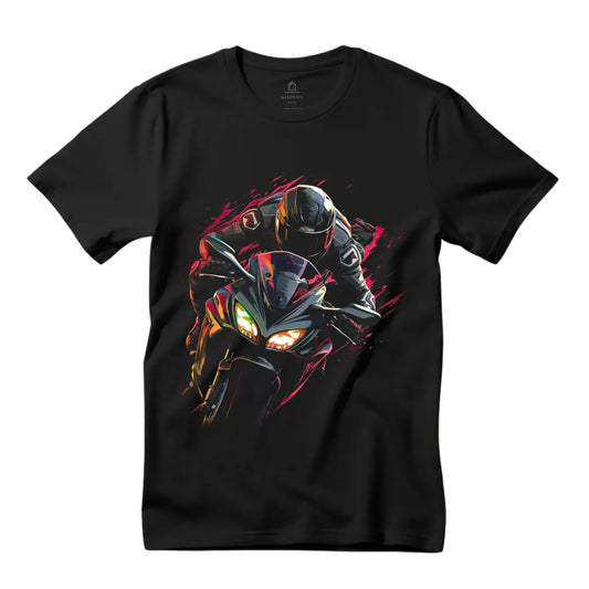 Man on Motorcycle T-Shirt: Embrace the Ride in Style - Black Threadz