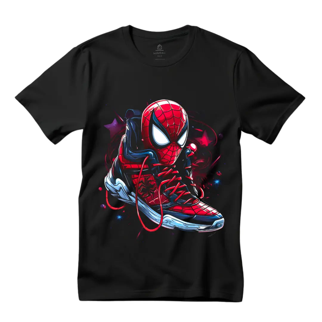 Spiderman Sneakers T-Shirt: Embrace the Heroic Style - Black Threadz