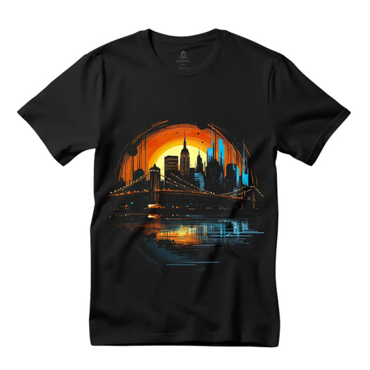 New York City Skyline T-Shirt: Embrace Urban Elegance - Black Threadz