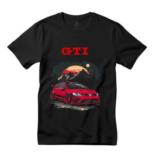 GTI Mountain Majesty: Volkswagen Black T-Shirt - Black Threadz