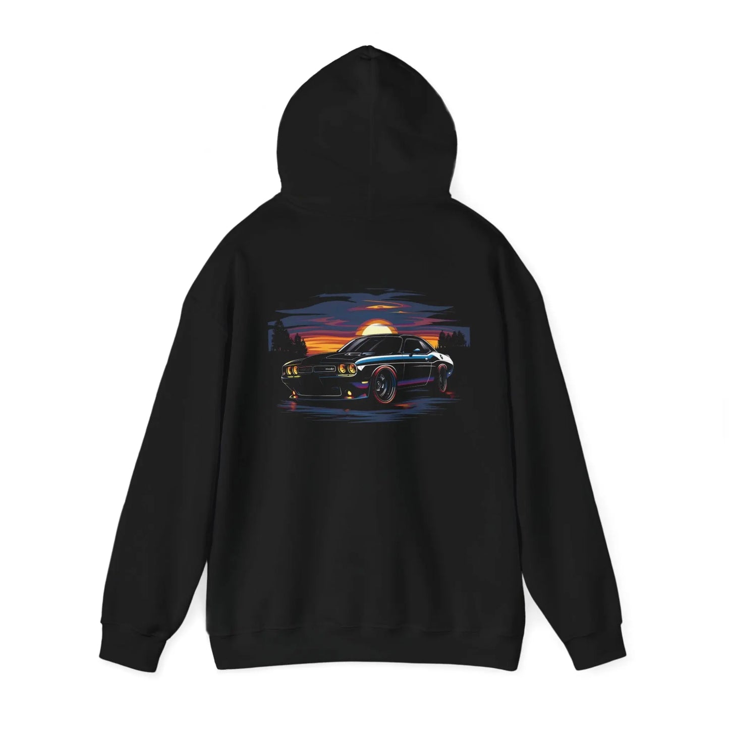 Sleek Style: Dodge Challenger Black Hoodie - Black Threadz