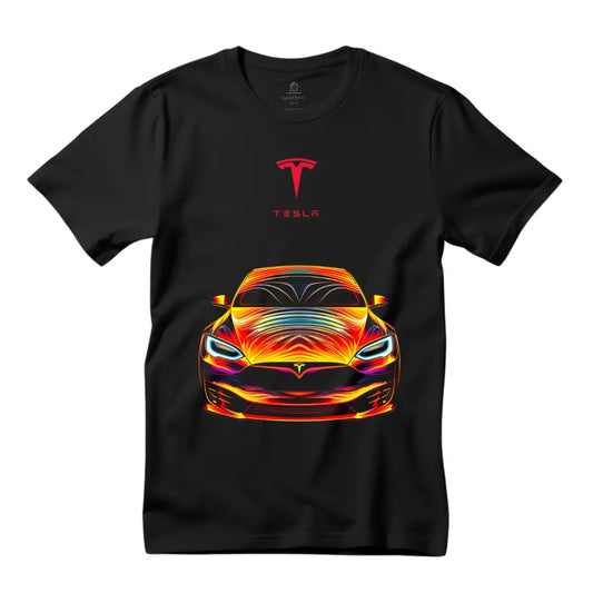 Vibrant Innovation: Bright Tesla Model X T-Shirt - Black Threadz