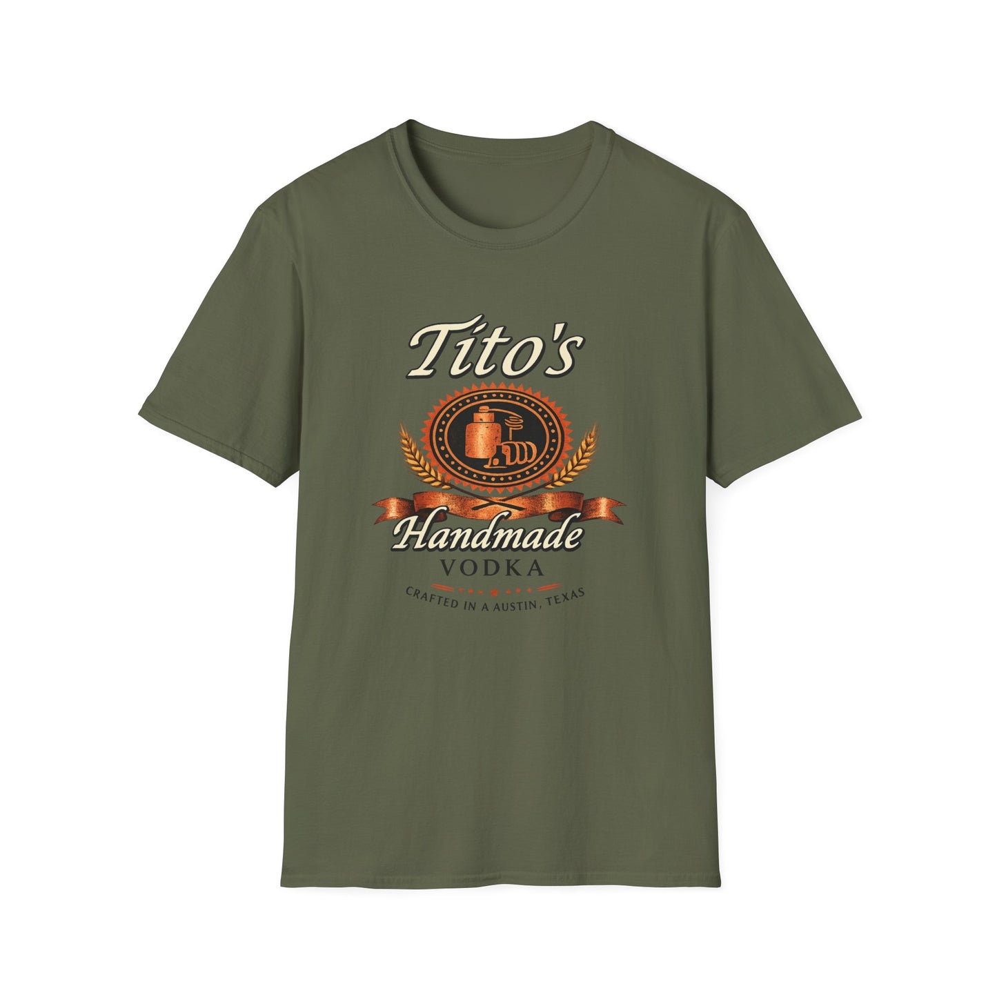 Tito’s Handmade Vodka T-Shirt – Vodka Fan Tee, Premium Spirits Shirt, Bar & Party Merch