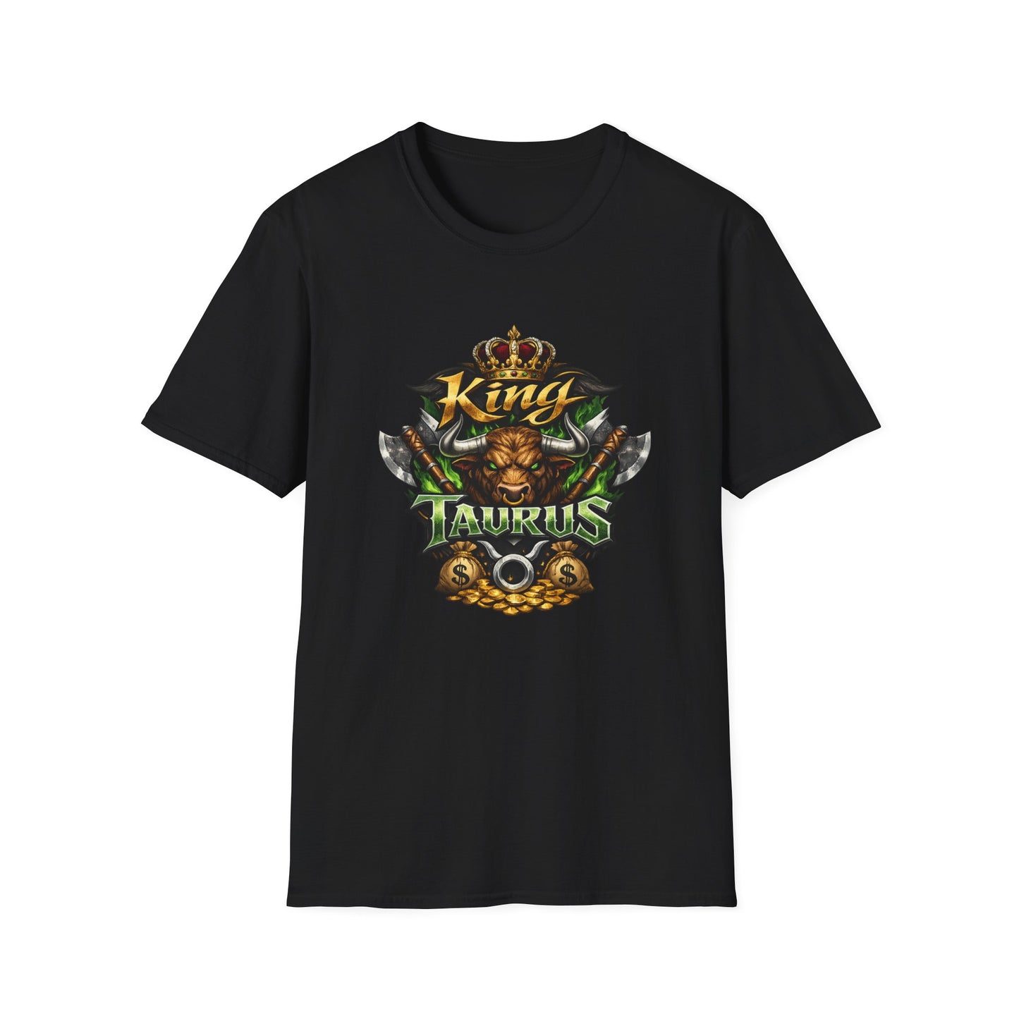 King Taurus T-Shirt — Zodiac Taurus Shirt, Taurus Season Tee, Astrology Graphic Tee, Birthday Gift for Taurus Men, Bull Sign Streetwear