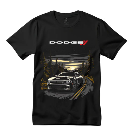 Mountain Thrill: Dodge Charger Black T-Shirt - Black Threadz