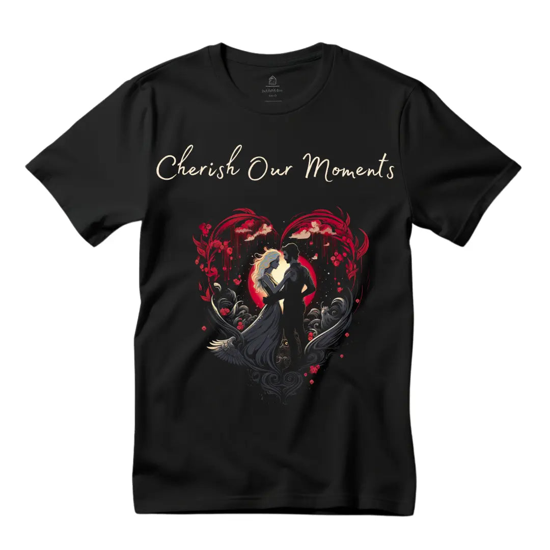 Cherish Our Moments: Valentine's Day T-Shirt for Romantic Memories - Black Threadz