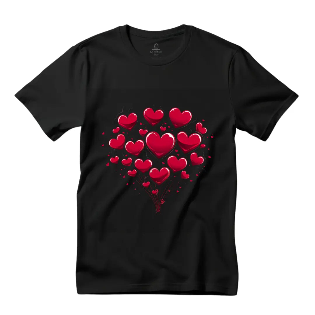 Heartception: Valentine's Day T-Shirt with Heart-filled Design for Lovebirds - Black Threadz