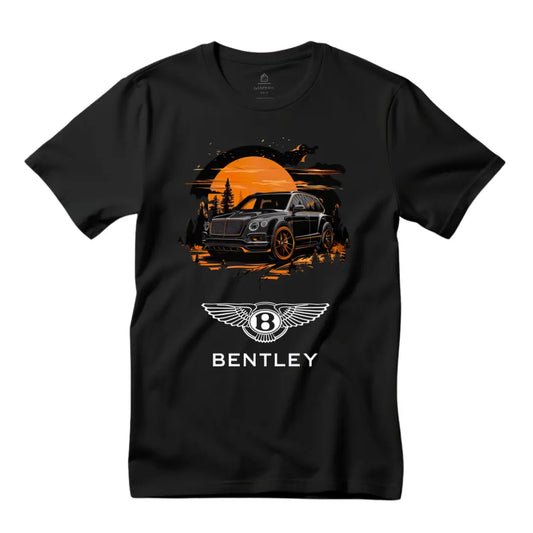 Bentayga Sunset Silhouette Black T-Shirt - Luxury SUV Design - Black Threadz