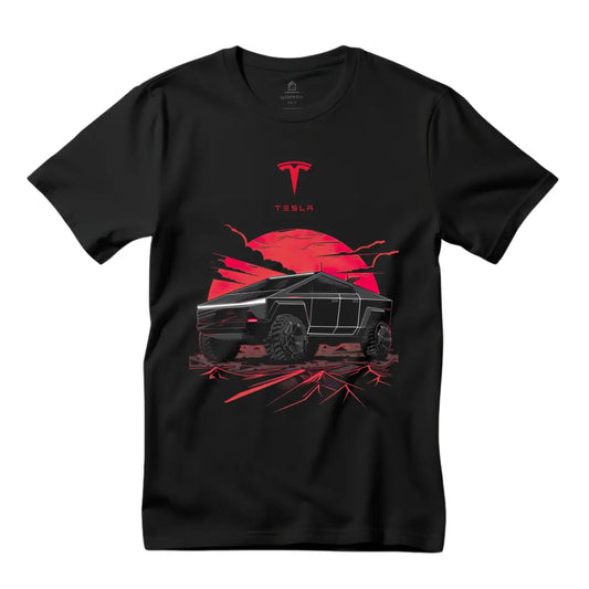 Cybertruck Off-Road Adventure Tee - Premium Black Shirt with Electric Vehicle Design - Black Threadz