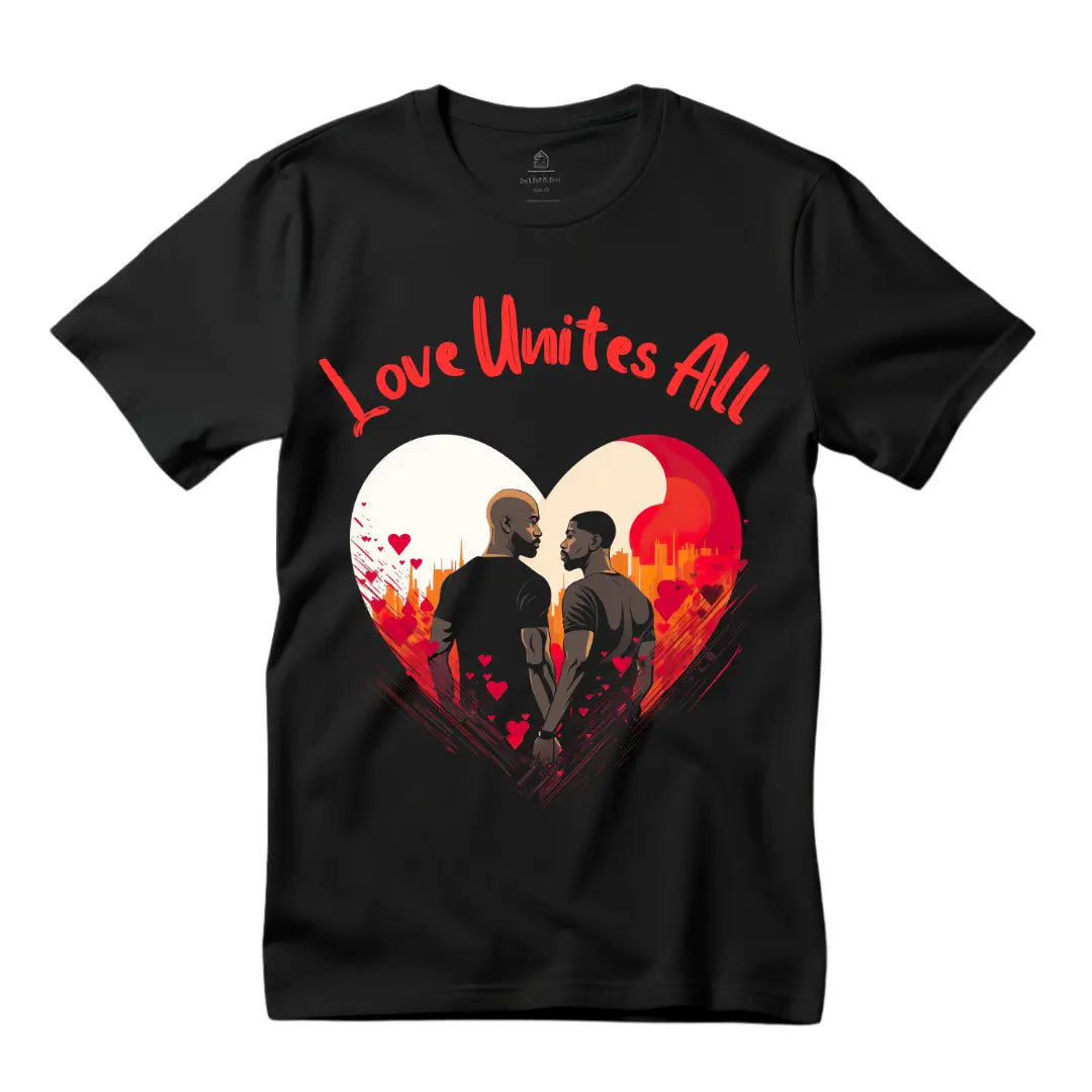 Love Unites All: Celebrate Valentine's Day with this Black Gay T-Shirt - Black Threadz