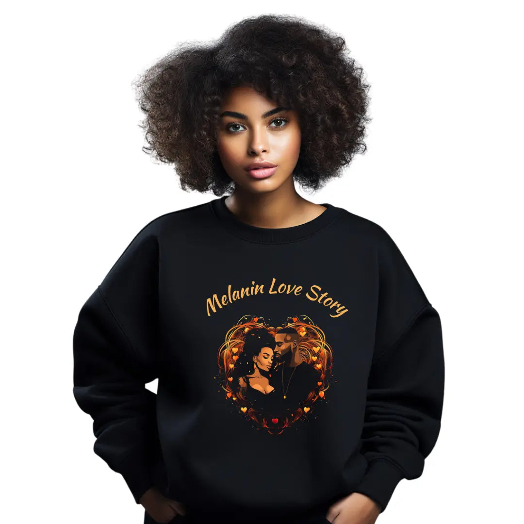 Melanin Love Story: Celebrate Valentine's Day with this Embraced Black Couple Sweatshirt - Black Threadz