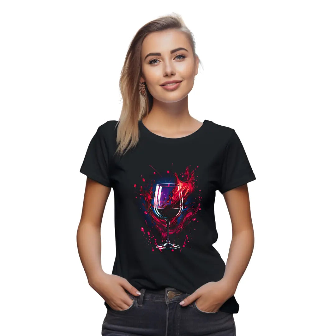 Abstract Wine Bottle T-Shirt: Embrace Artistry and Elegance - Black Threadz
