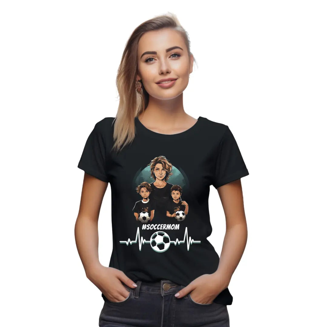Soccer Mom' Dedicated T-Shirt - Show Your Support in Style - Black Threadz
