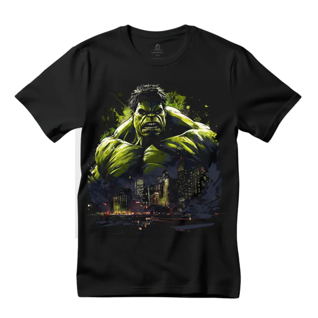 Incredible Strength: The Hulk Graphic Tee for Marvel Enthusiasts - Black Threadz