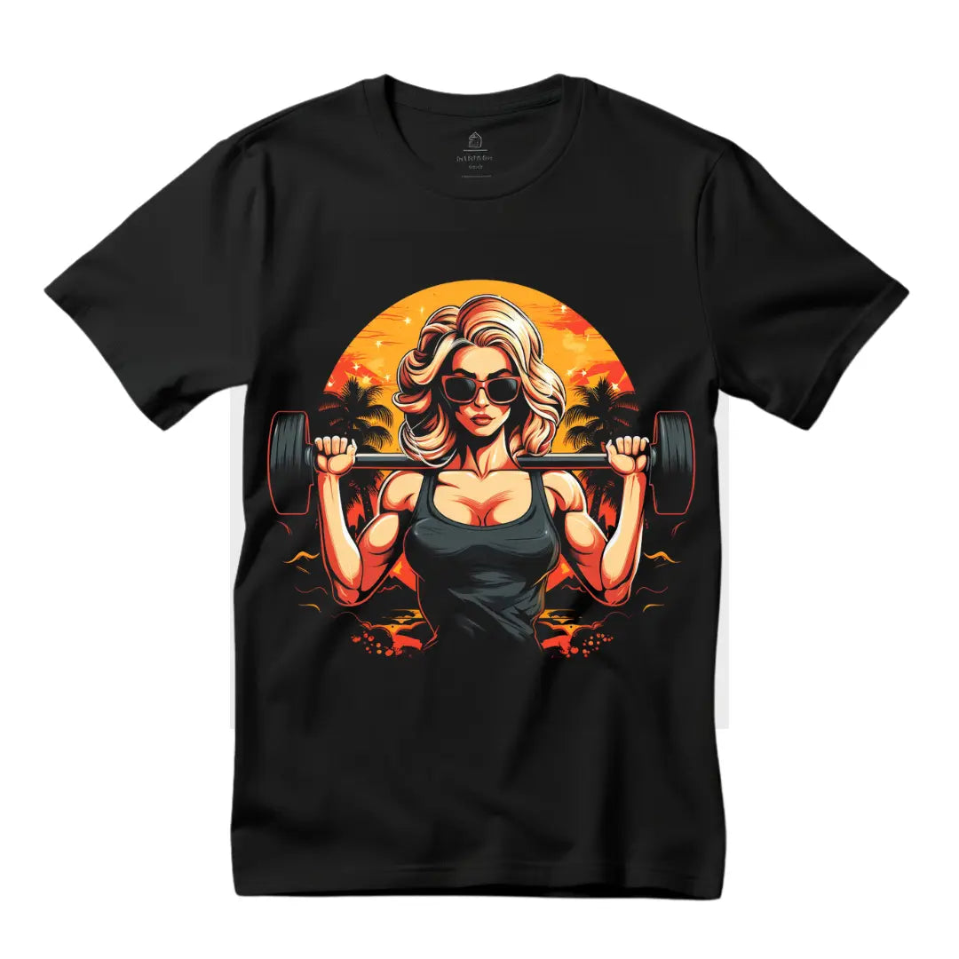 Sculpt and Sweat: Women's Workout Graphic Tee for Active Elegance - Black Threadz