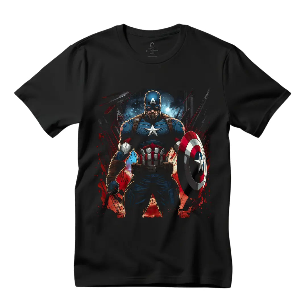 Captain America Graphic Tee for Marvel Fans - Black Threadz