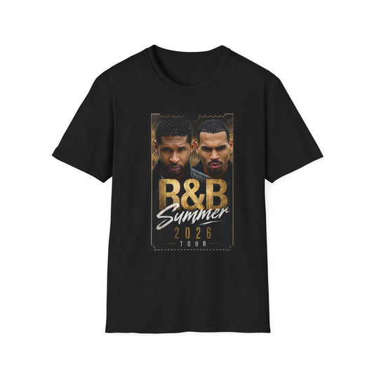 R&B Tour Raymond & Brown concert tee with neon stage design and urban streetwear style