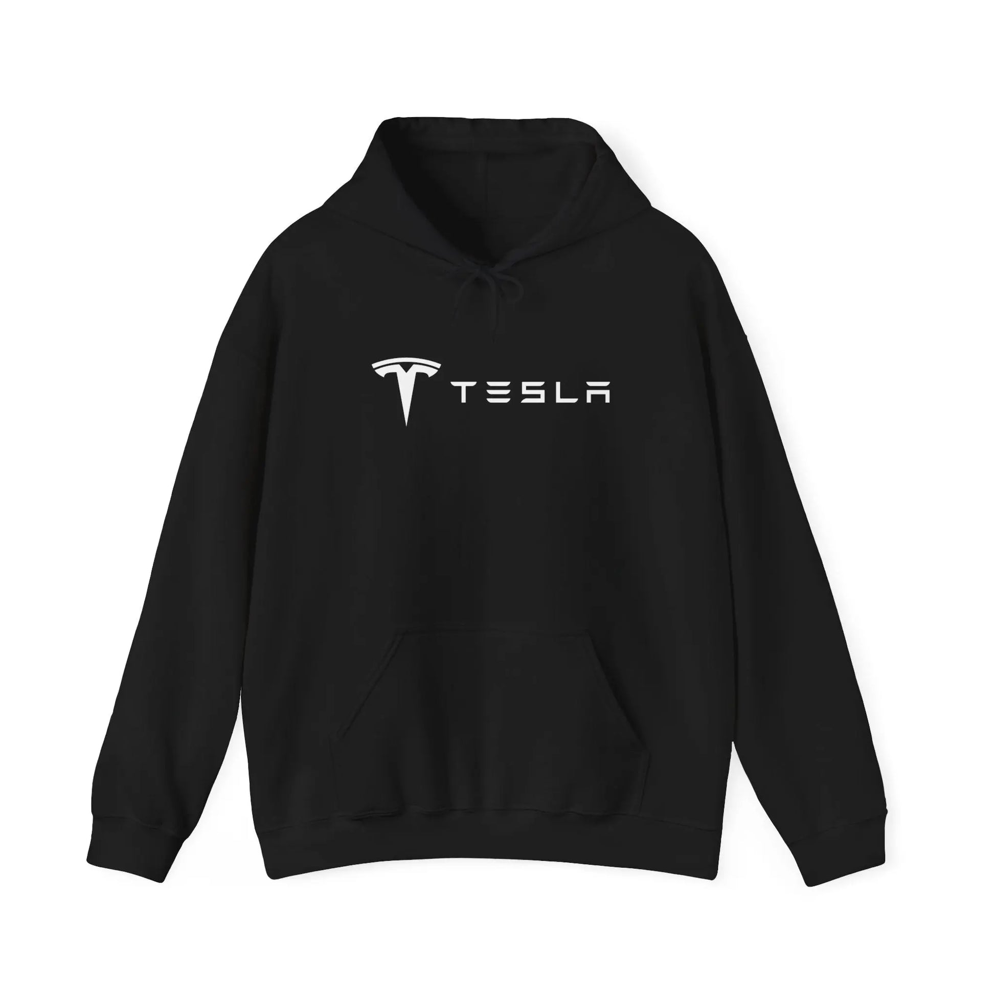 Urban Elegance: Tesla Model 3 Cityscape Black Hoodie - Black Threadz