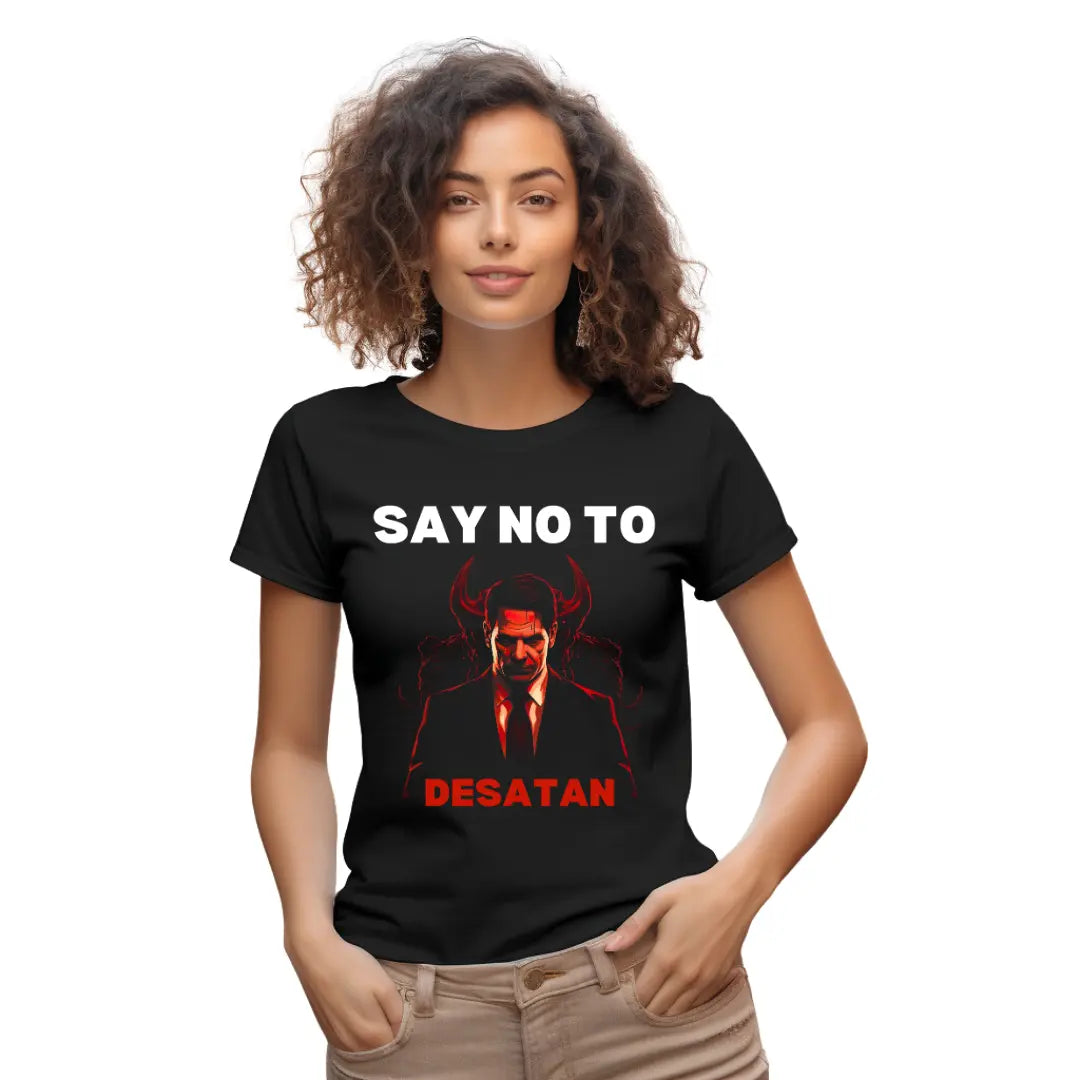 Say No to DeSatan' Anti-DeSantis T-Shirt - Make Your Voice Heard - Black Threadz