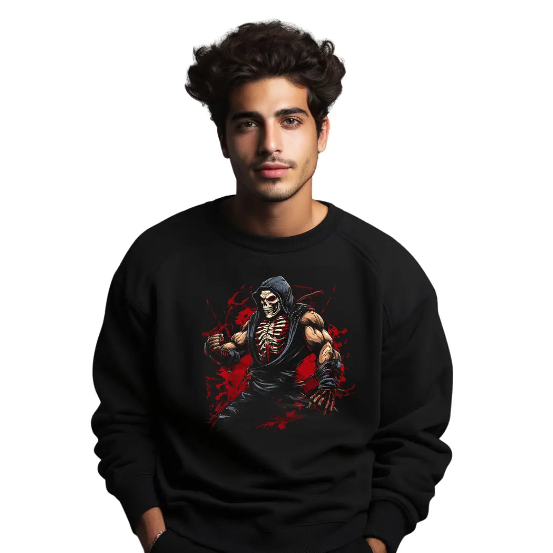 Skeleton Warrior Elegance: Unleash Style and Strength with Our Graphic Sweatshirt - Black Threadz