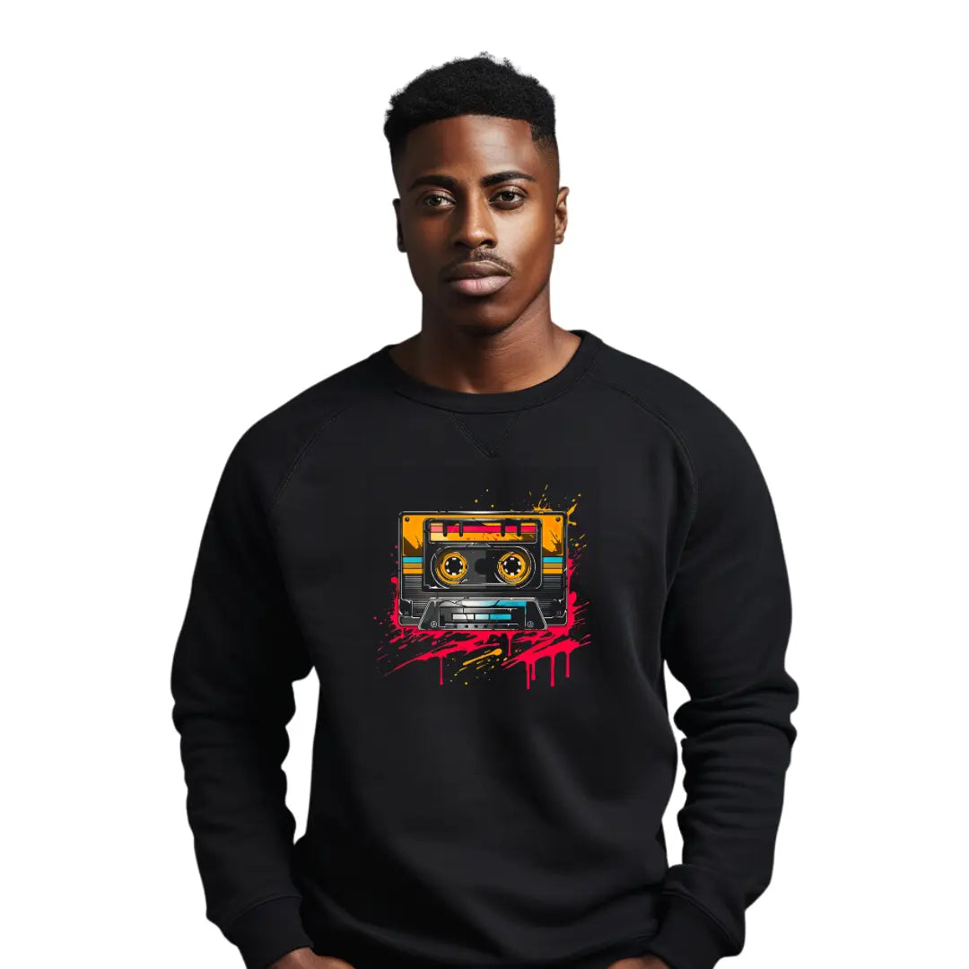 Colorful Cassette Sweatshirt: Nostalgia Rewind in Style - Black Threadz