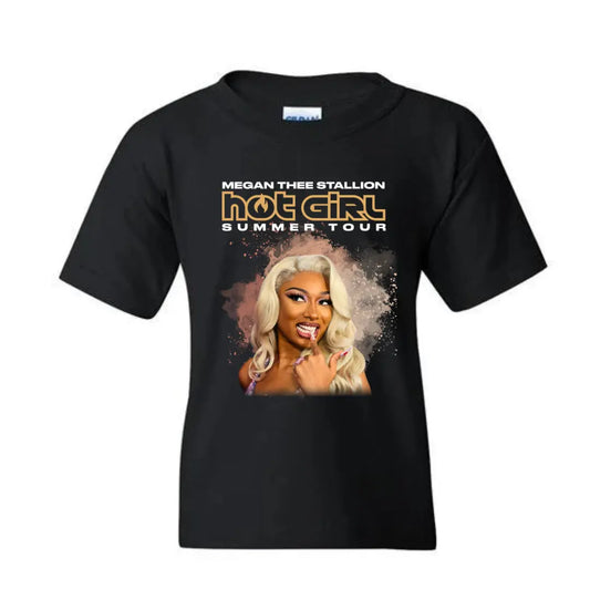 Megan Thee Stallion's Hot Girl Summer Tour Kid's Shirt - Black Threadz