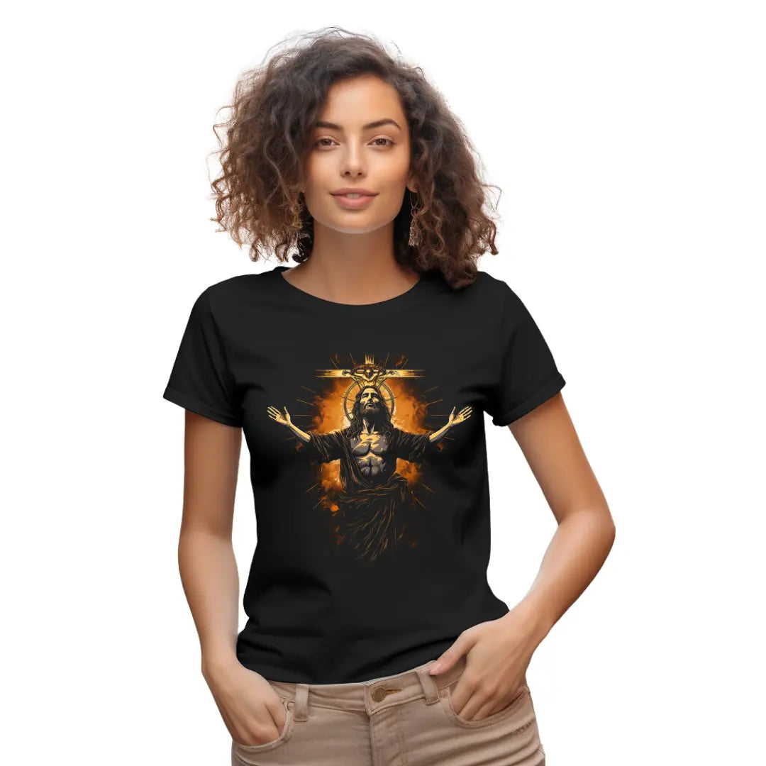 Jesus on the Cross T-Shirt: Embrace Faith and Spirituality in Style - Black Threadz