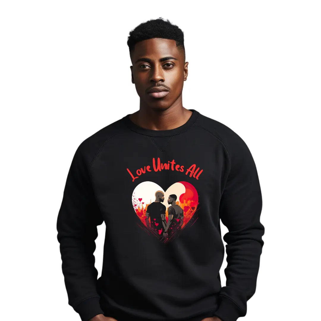 Love Unites All: Celebrate Valentine's Day with this Black Gay Sweatshirt - Black Threadz