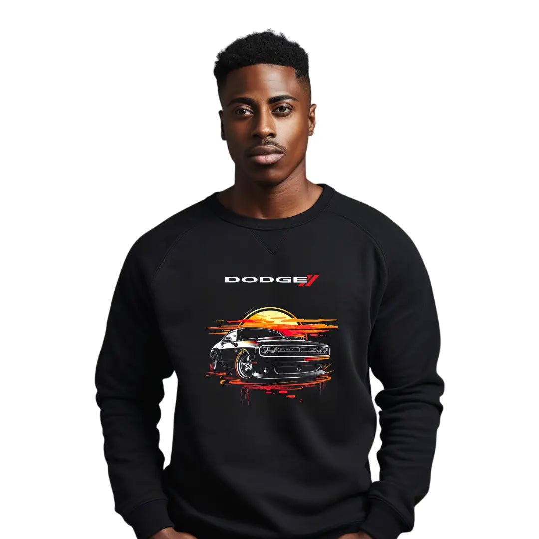 Challenger Graphic Sweatshirt with Iconic Muscle Car Design - Black Threadz