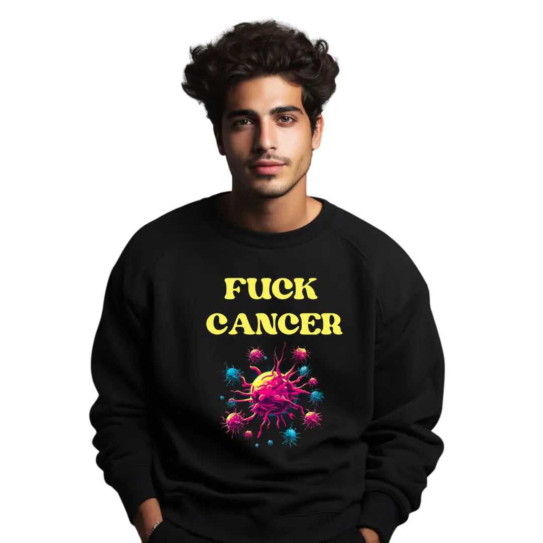 Triumph Over Adversity: 'F*ck Cancer' Graphic Sweatshirt for Resilient Warriors - Black Threadz
