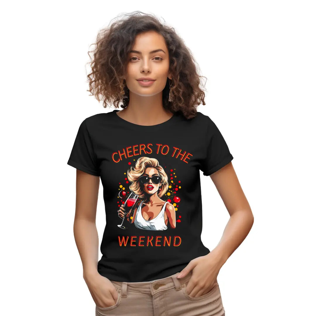 Cheers to the Weekend: Celebrate in Style T-Shirt - Black Threadz