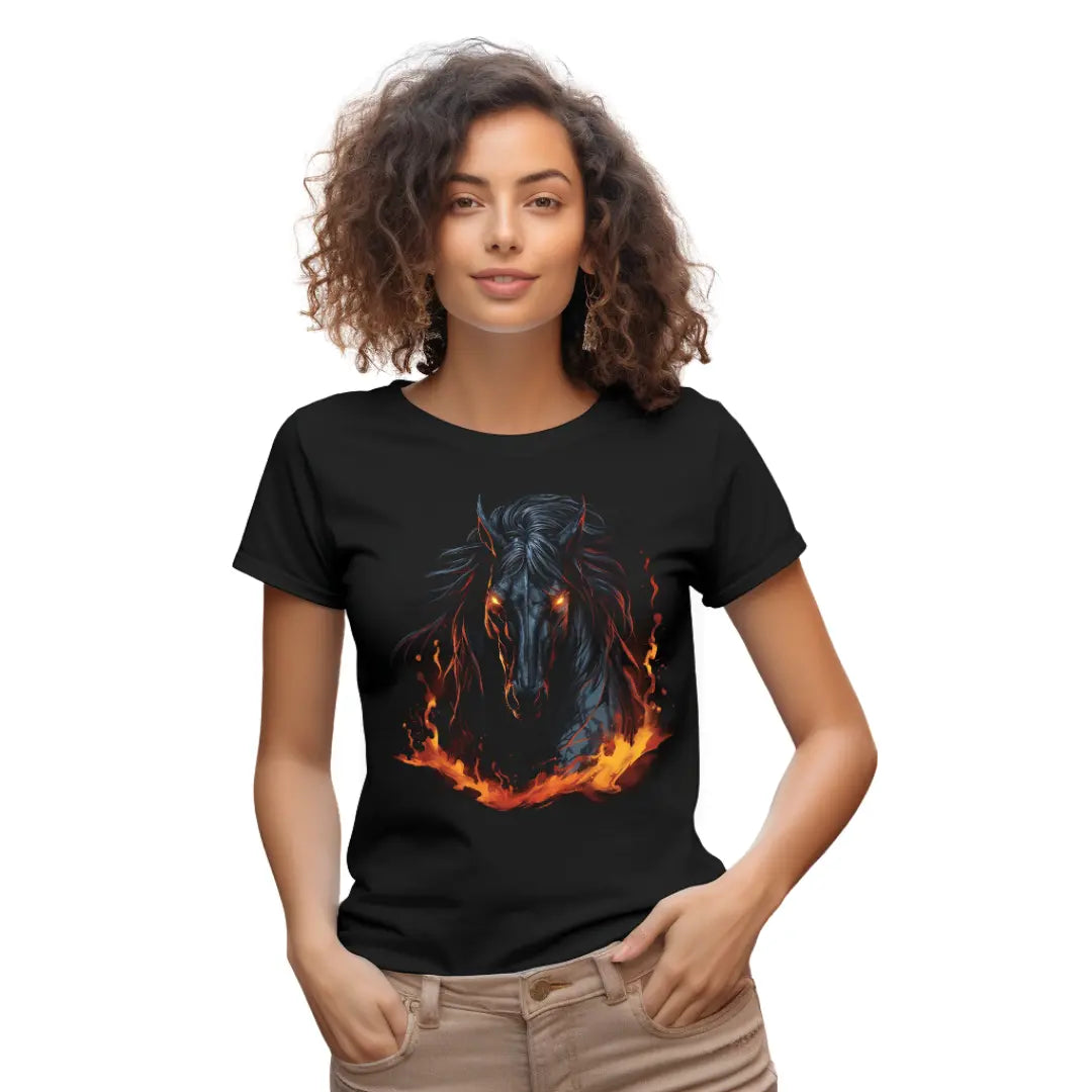Dark Evil Horse Graphic on Trendy T-Shirt - Black Threadz