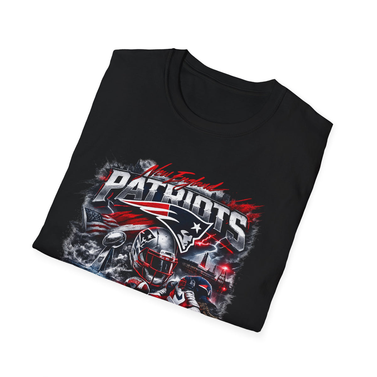 New England Football Fan T-Shirt — Red White & Blue Game Day Tee, Boston Tailgate Shirt, Football Fan Graphic Tee, Gift for New England Fans