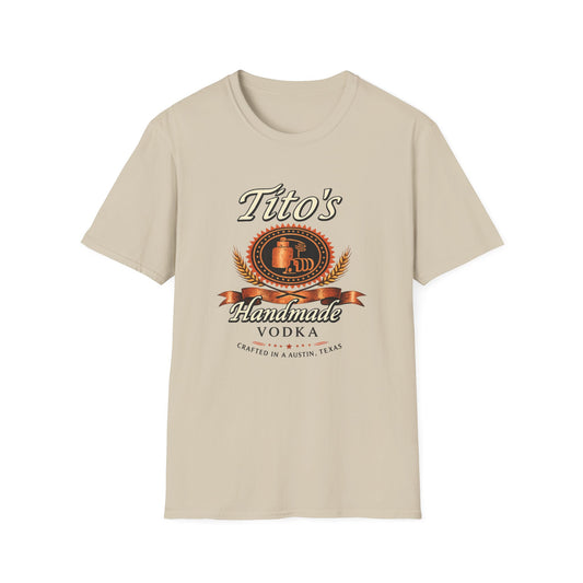 Tito’s Handmade Vodka T-Shirt – Vodka Fan Tee, Premium Spirits Shirt, Bar & Party Merch