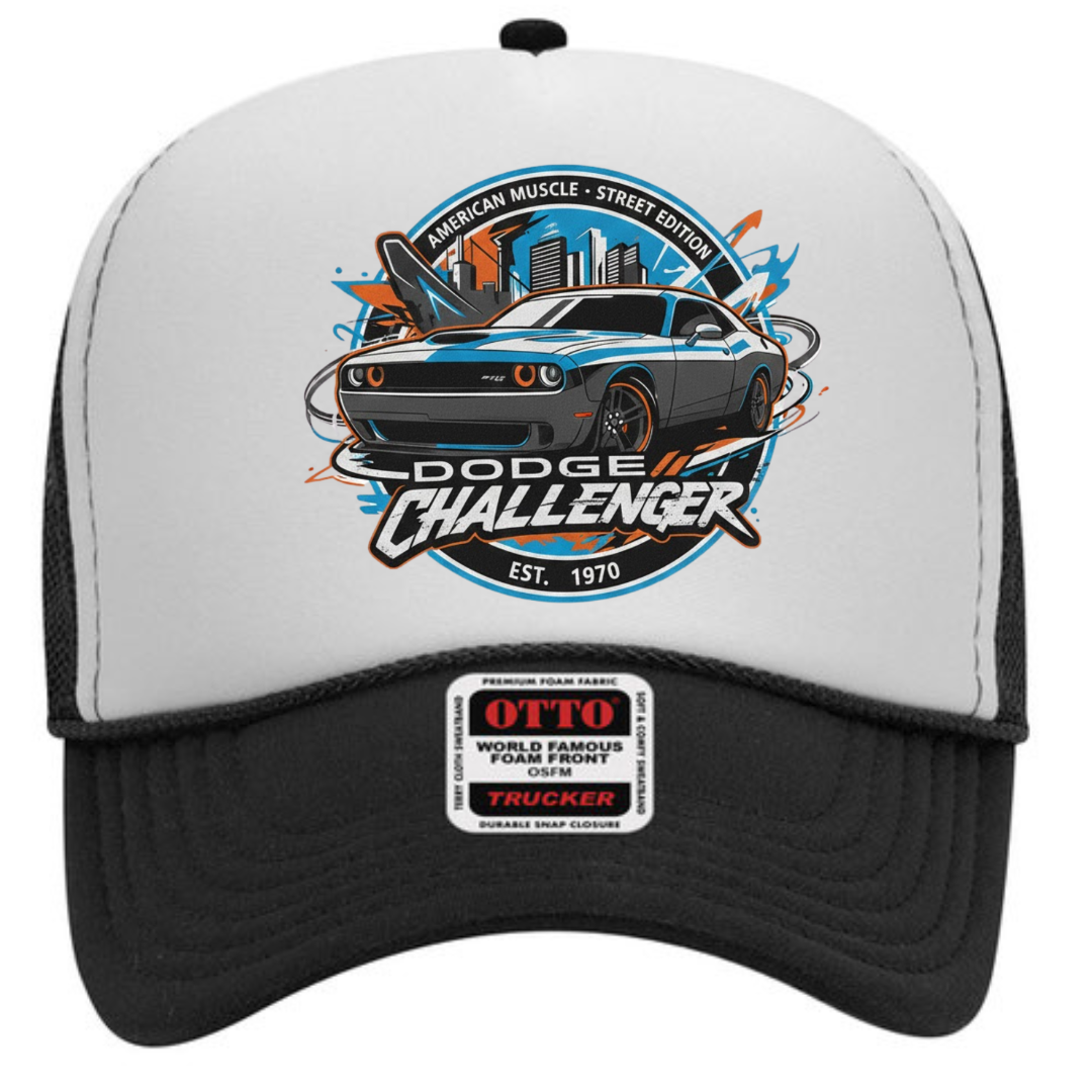 Dodge Challenger Trucker Snapback Hat – Muscle Car Mesh Cap, Adjustable Fit