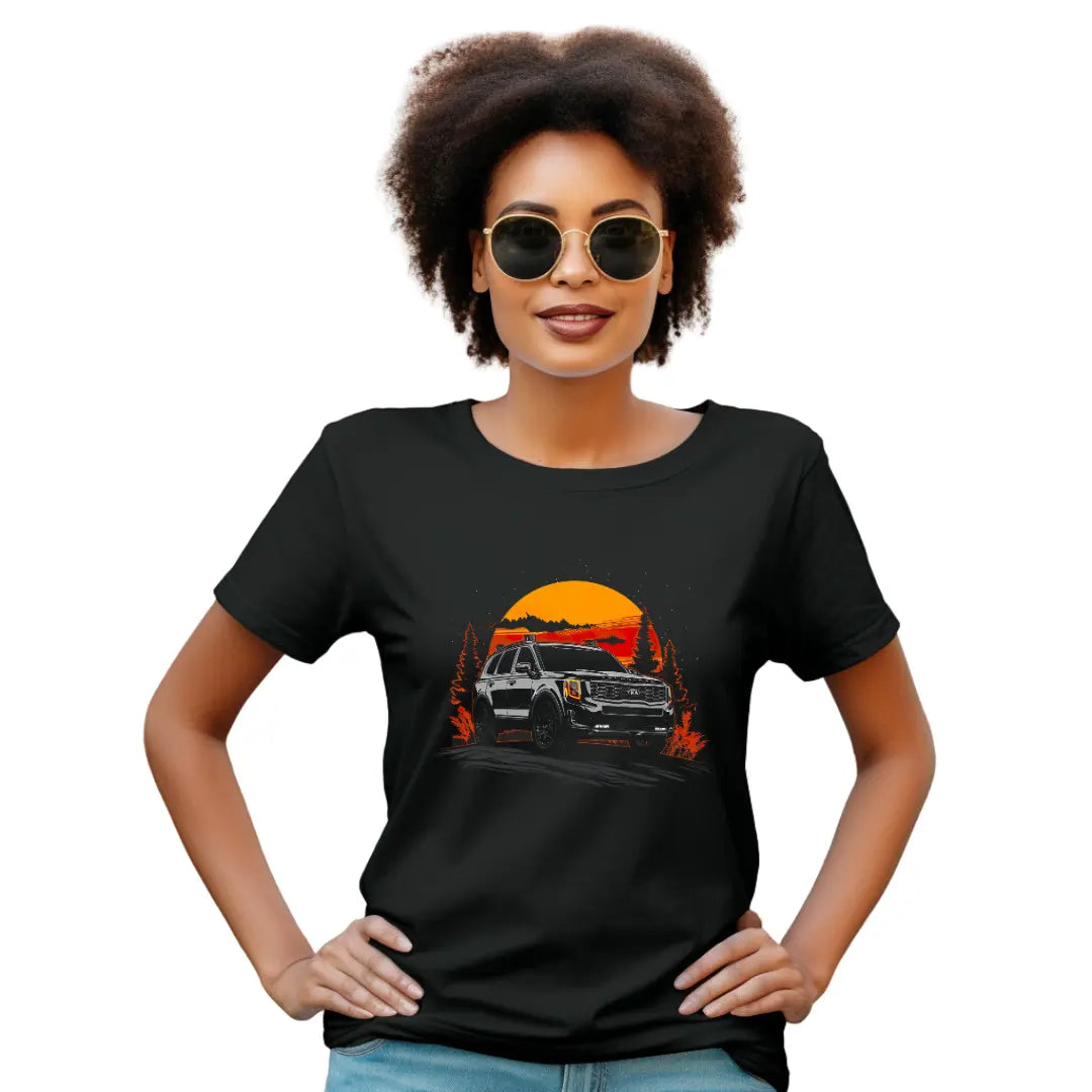 Telluride Sunset Silhouette T-Shirt - Premium Black Tee with Stylish SUV Design - Black Threadz
