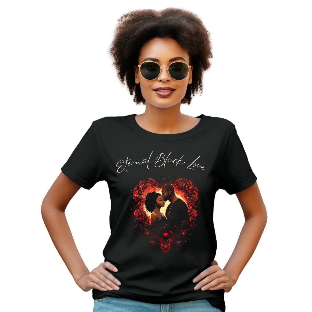 Eternal Black Love: Express Your Passion with this Valentine's Day T-Shirt - Black Threadz