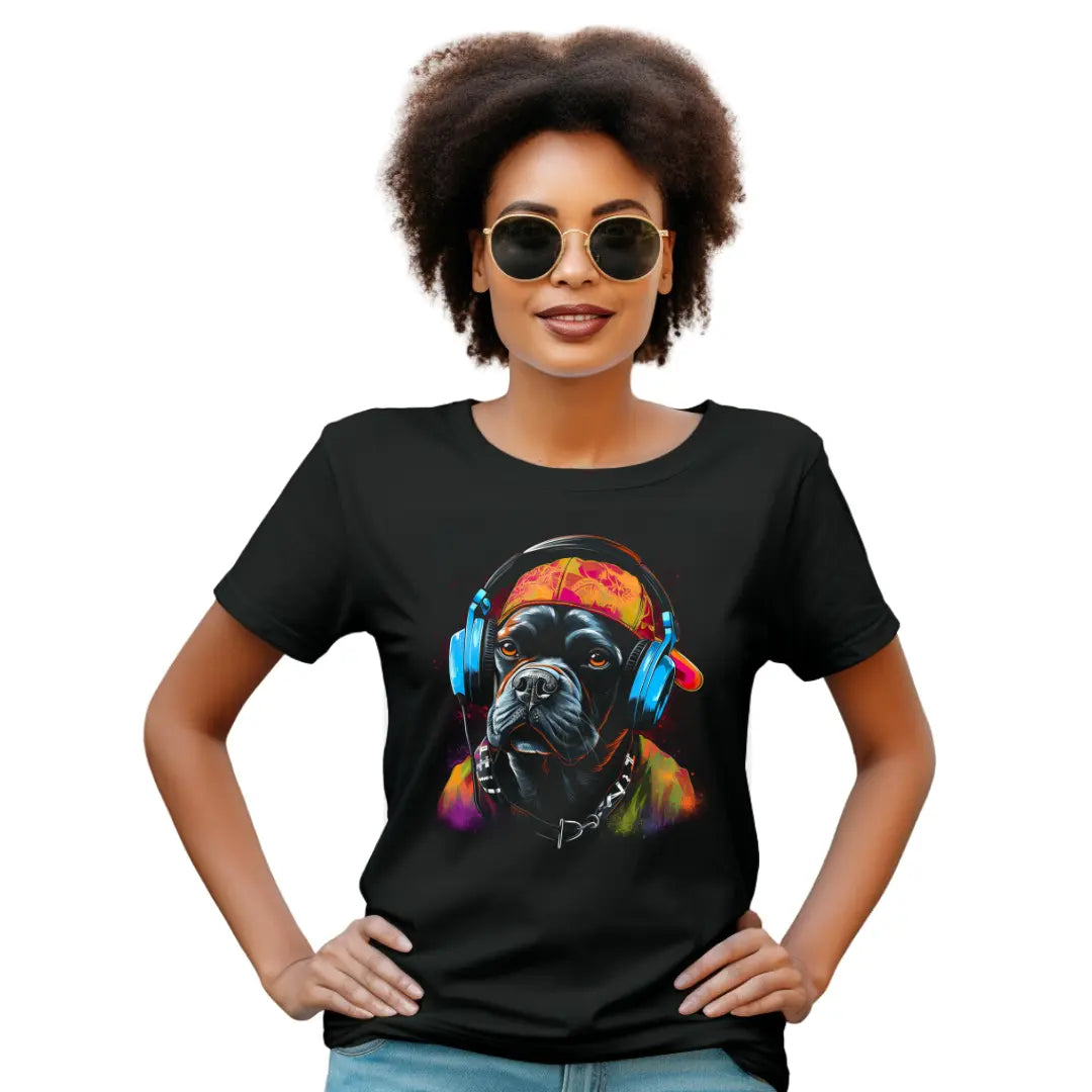 DJ Dog Black T-Shirt: Unleash the Canine Beats - Black Threadz