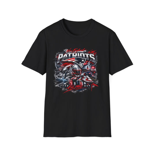 New England Football Fan T-Shirt — Red White & Blue Game Day Tee, Boston Tailgate Shirt, Football Fan Graphic Tee, Gift for New England Fans