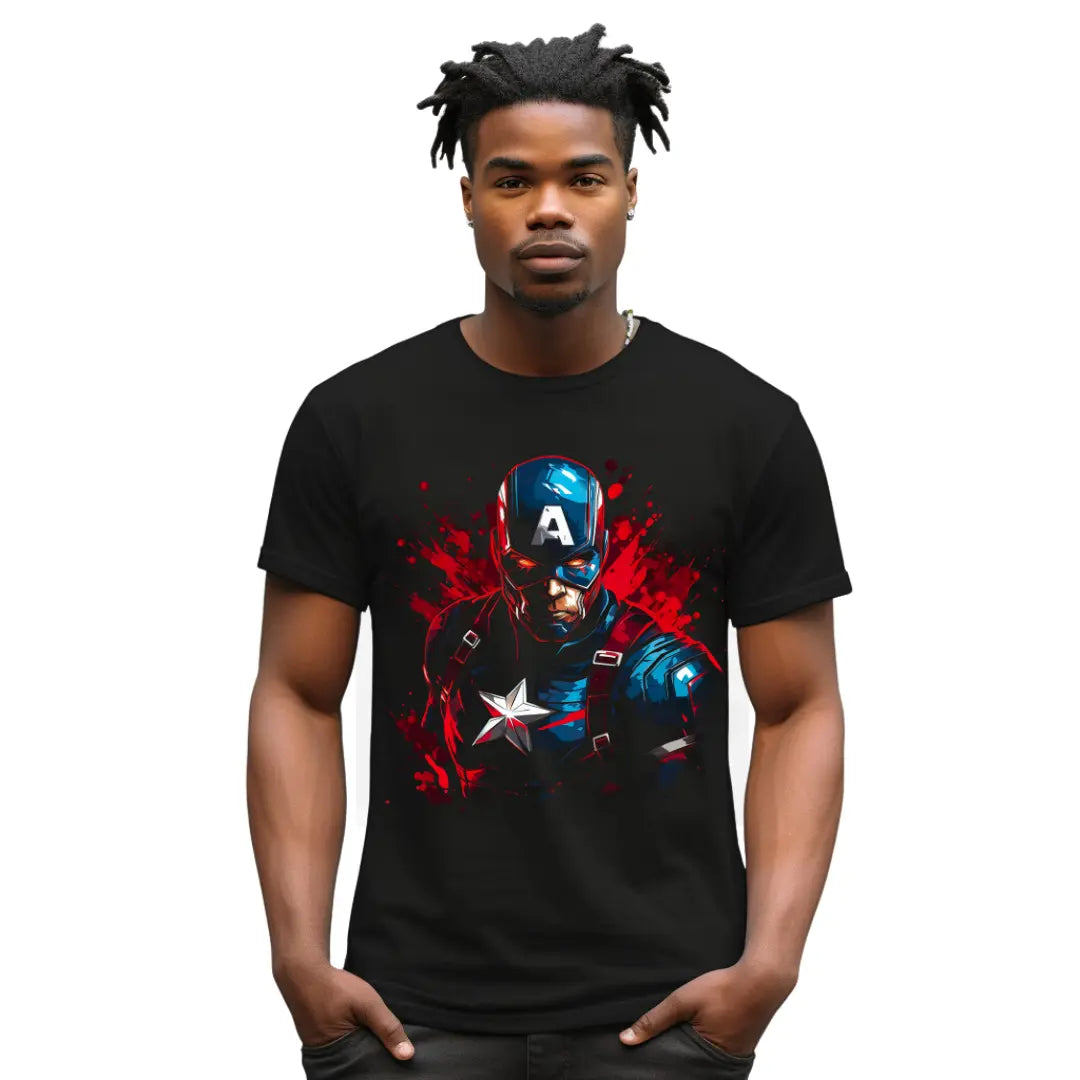 Evil Captain America Graphic Tee for Unconventional Style - Black Threadz
