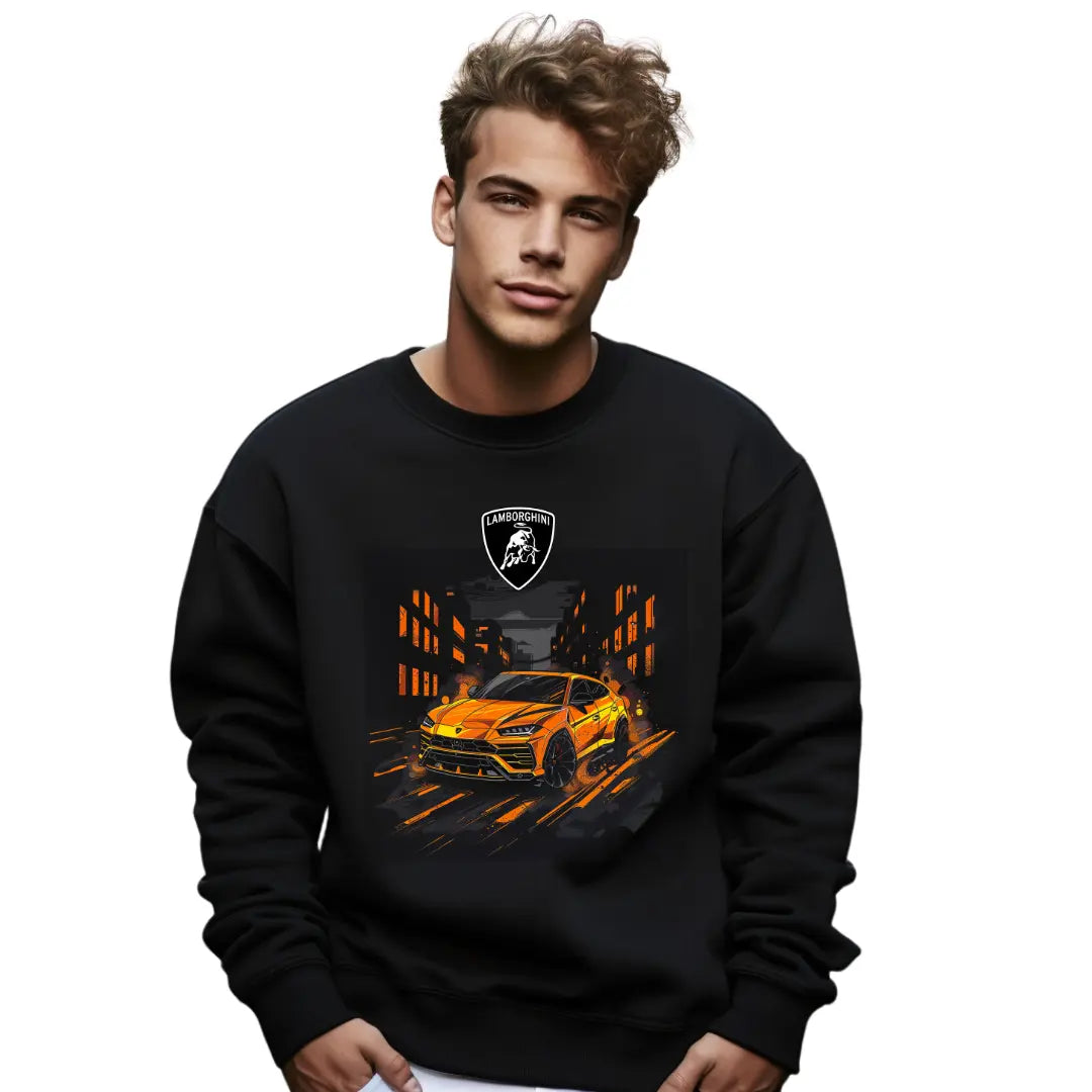 Urus Graphic Sweatshirt - Premium Black Top with Iconic Supercar Design - Black Threadz