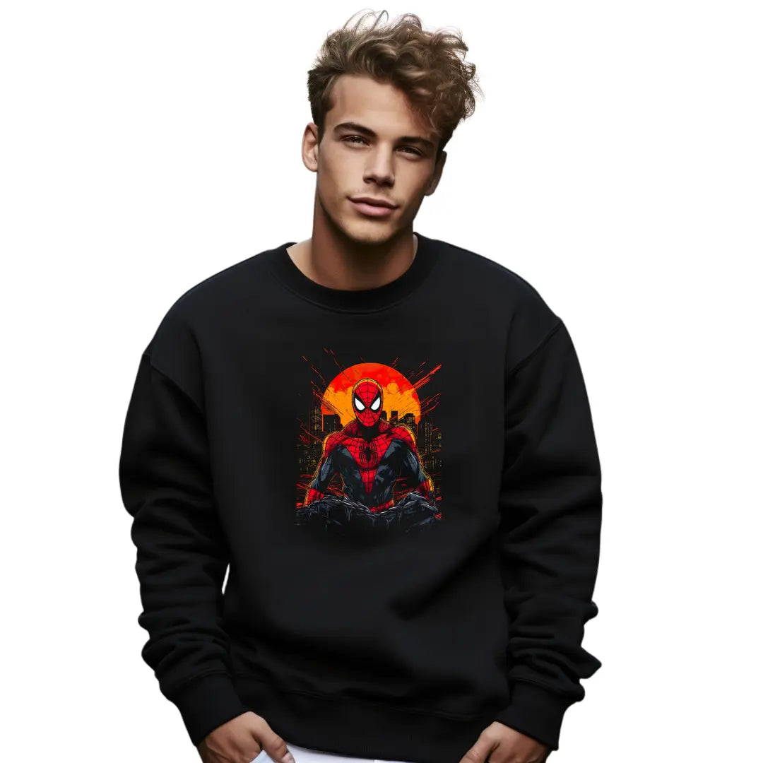 Spiderman Ready for Action Sweatshirt: Embrace Superhero Style - Black Threadz