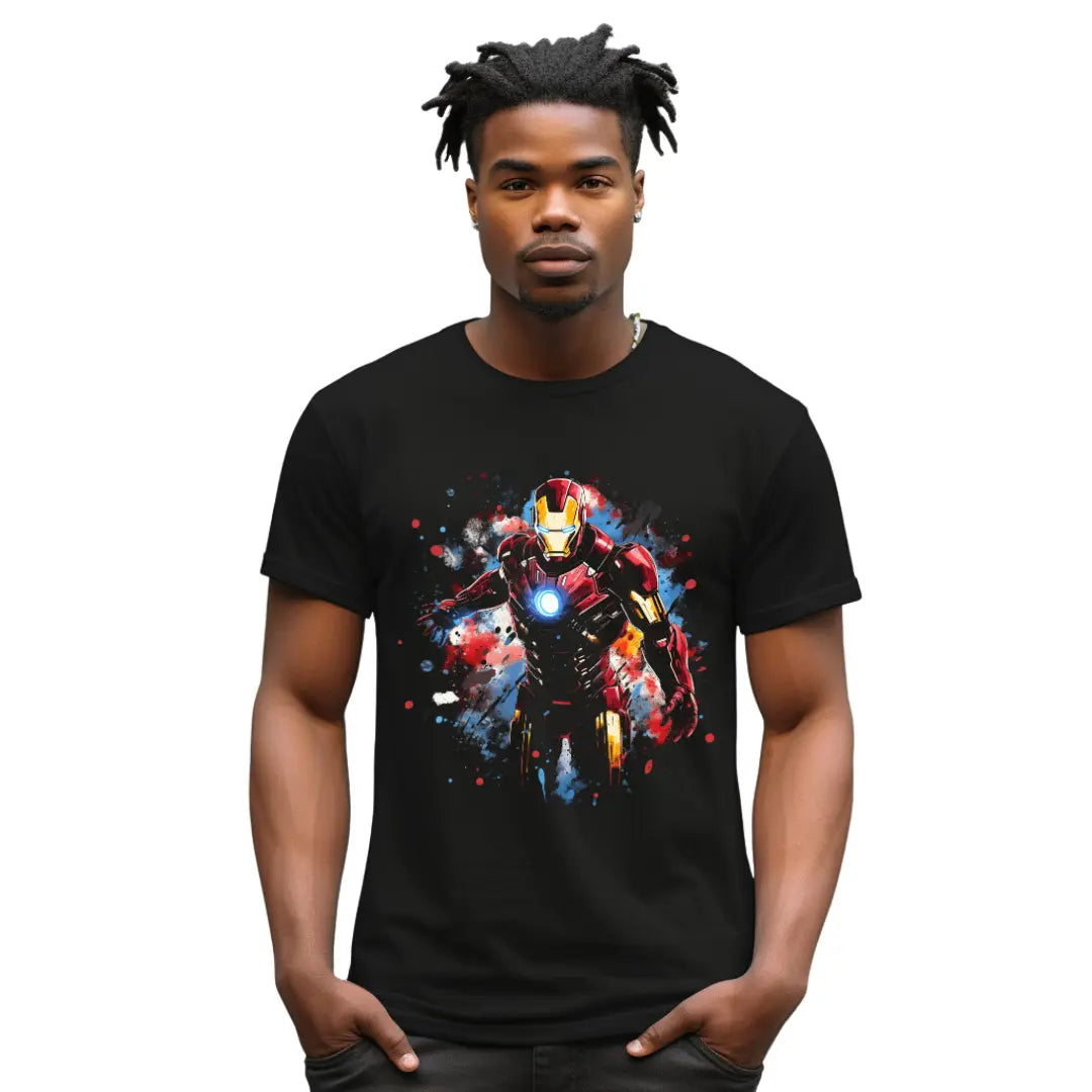 Iron Man in Space Graphic Tee - Elevate Your Style with Marvel's Iconic Hero - Black Threadz