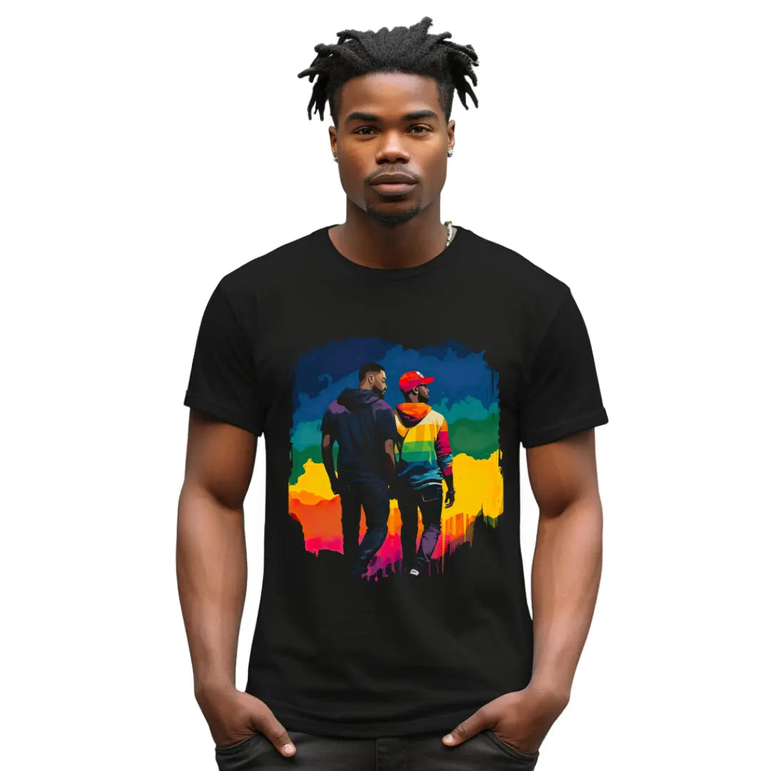 Love Knows No Boundaries: Gay Black Couple T-Shirt - Black Threadz