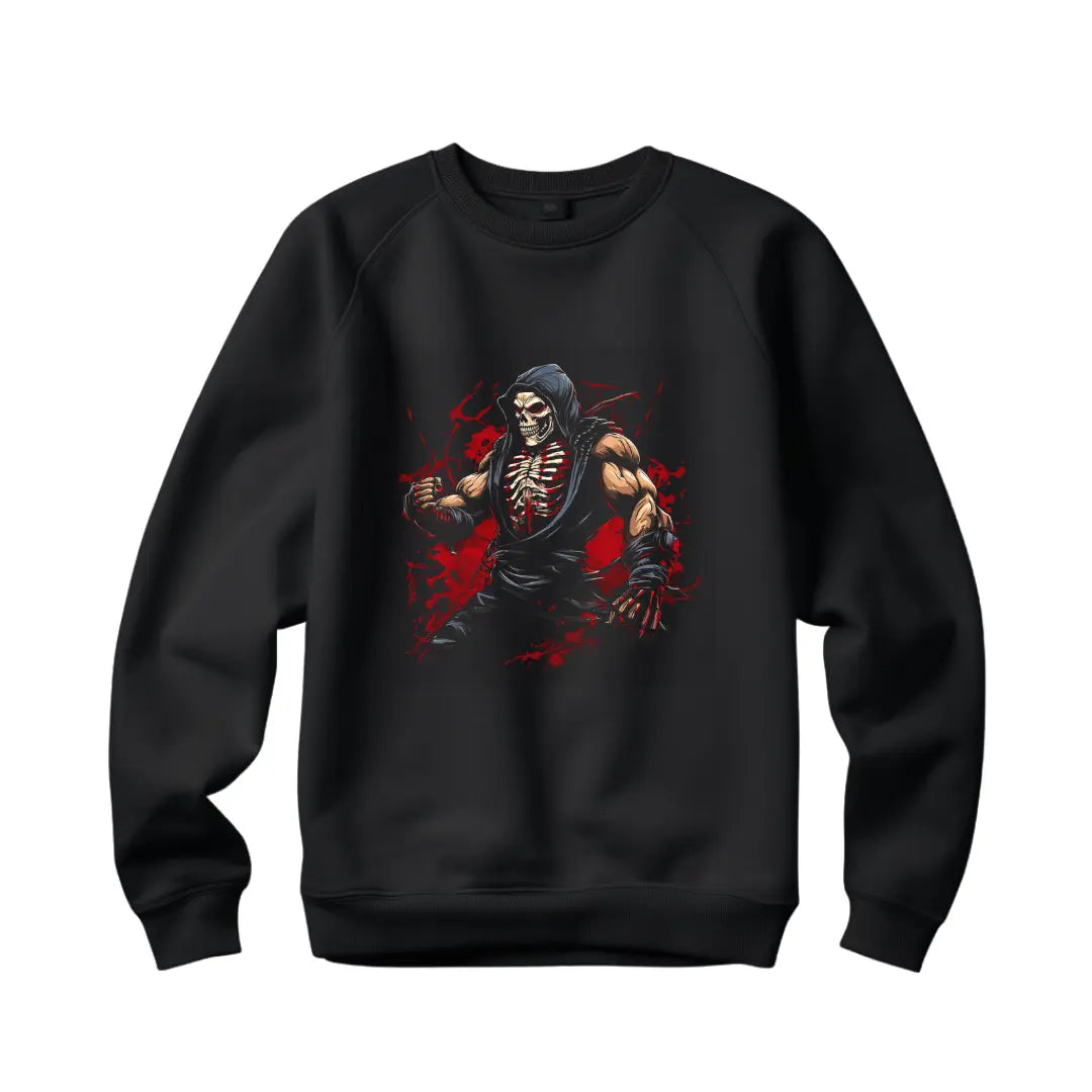 Skeleton Warrior Elegance: Unleash Style and Strength with Our Graphic Sweatshirt - Black Threadz