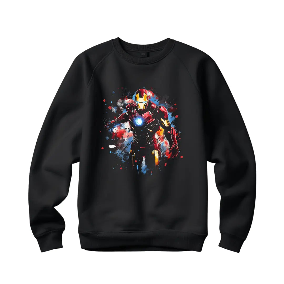 Iron Man in Space Graphic Sweatshirt - Elevate Your Style with Marvel's Iconic Hero - Black Threadz